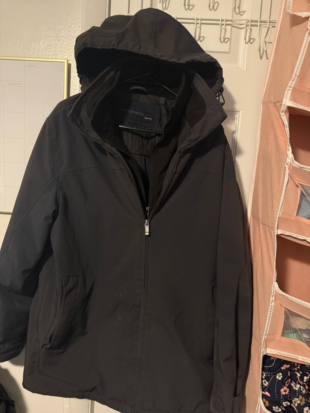 Weatherproof Black Hooded Rain Jacket